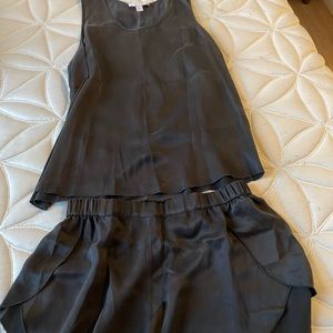 Lunya Washable Silk Set Sleepwear Pajamas Loungewear in Immersed Black Small